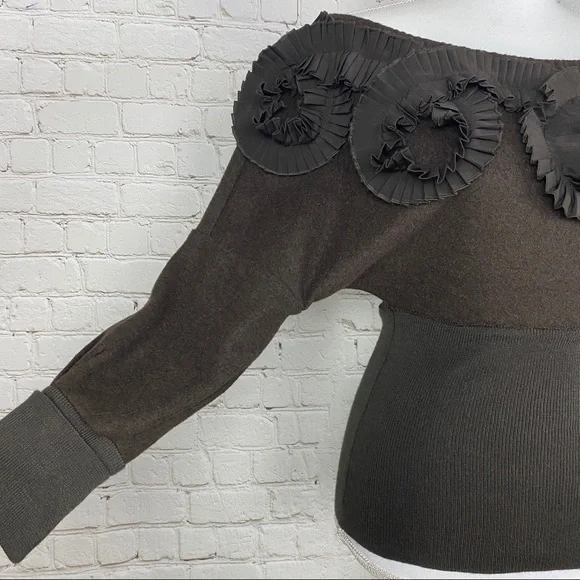 Anthropologie RYU wool ruffled off shoulder knit top SMALL - Picture 6 of 15